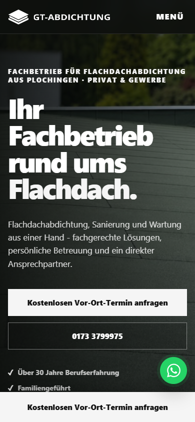 Handyansicht der Website von GT-ABDICHTUNG