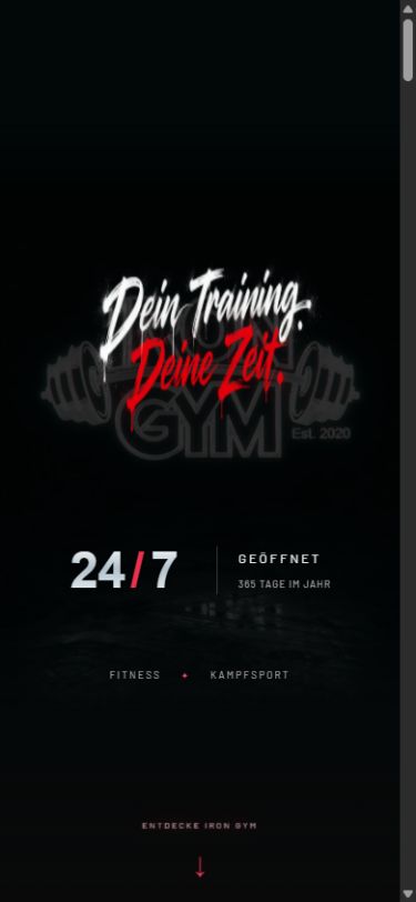 Handyansicht der Website von Iron Gym Pforzheim