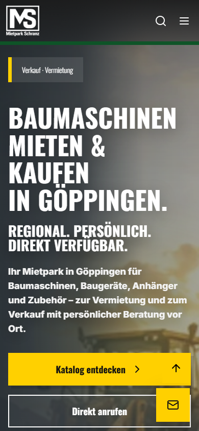 Handyansicht der Website von Mietpark Schranz