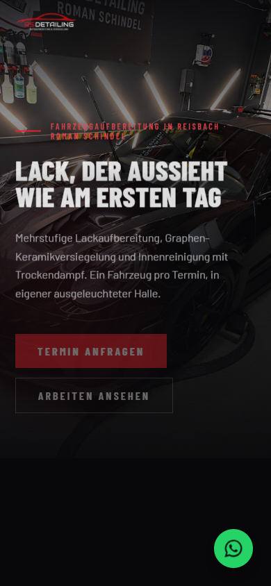 Handyansicht der Website von RS Car Detailing