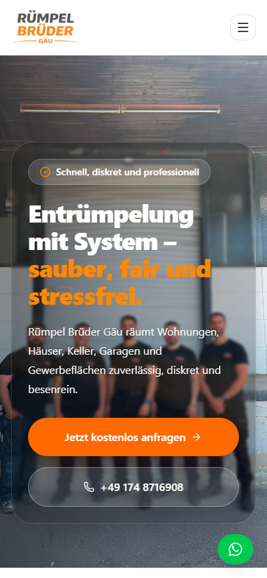 Handyansicht der Website von Rümpel Brüder Gäu